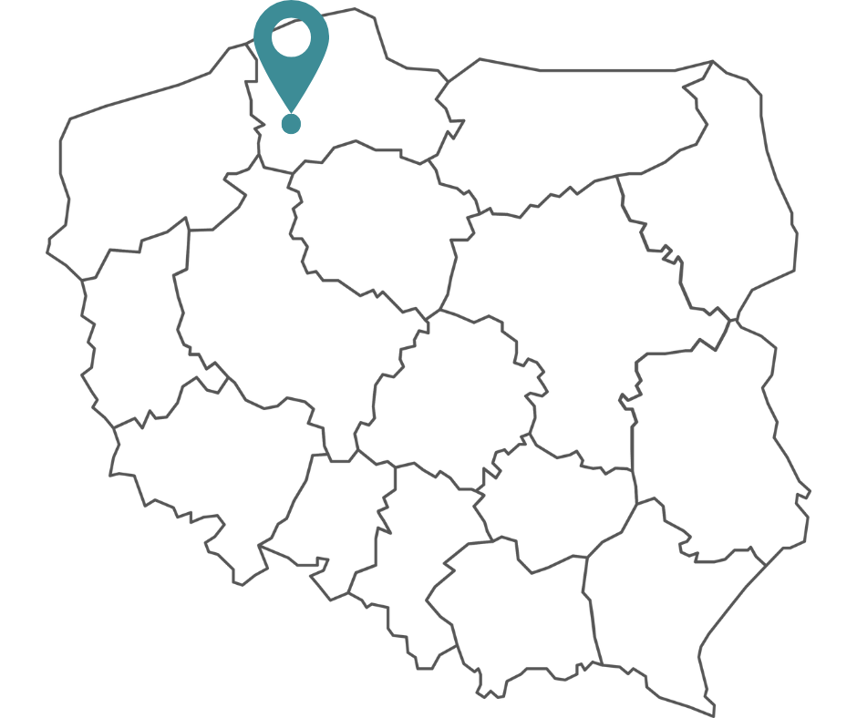 Mapa Polski z zaznaczeniem miejscowości Przechlewo, w którym firma barnet ma swoją siedzibę